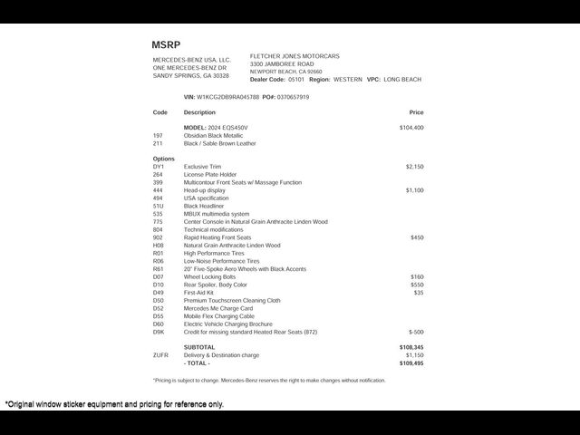 2024 Mercedes-Benz EQS 450+