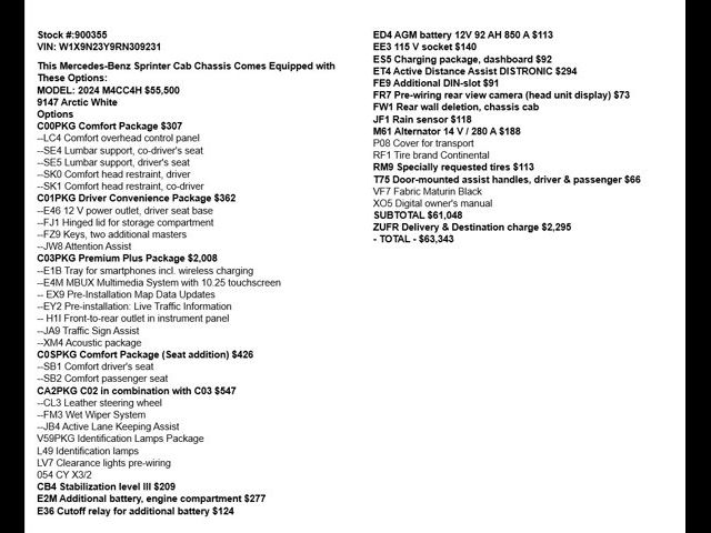 2024 Mercedes-Benz Sprinter Chassis