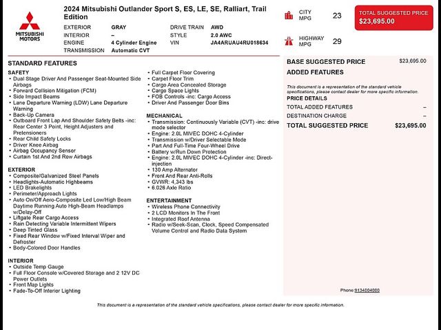 2024 Mitsubishi Outlander Sport ES