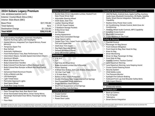 2024 Subaru Legacy Premium