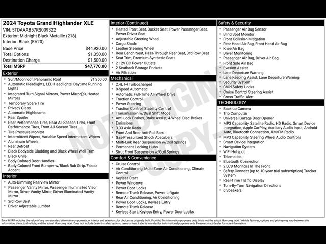 2024 Toyota Grand Highlander XLE