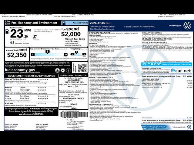 2024 Volkswagen Atlas 2.0T SE