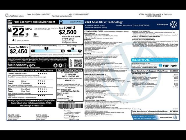 2024 Volkswagen Atlas 2.0T SE Technology