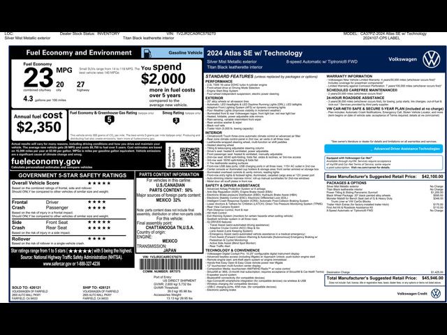 2024 Volkswagen Atlas 2.0T SE Technology
