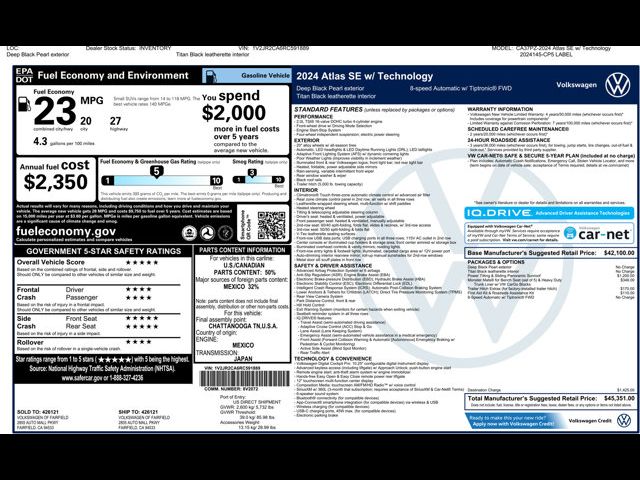 2024 Volkswagen Atlas 2.0T SE Technology