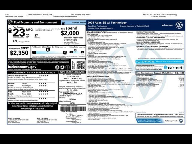 2024 Volkswagen Atlas 2.0T SE Technology