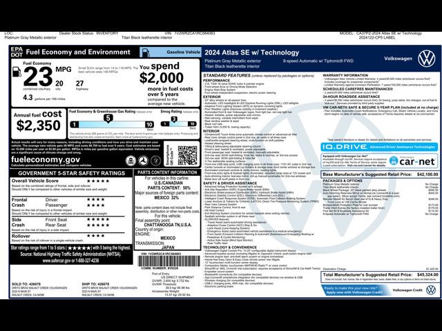 2024 Volkswagen Atlas 2.0T SE Technology