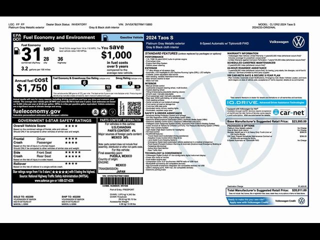 2024 Volkswagen Taos S