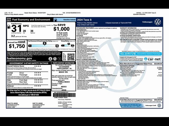 2024 Volkswagen Taos S