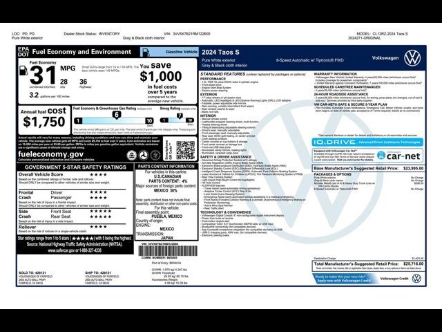 2024 Volkswagen Taos S