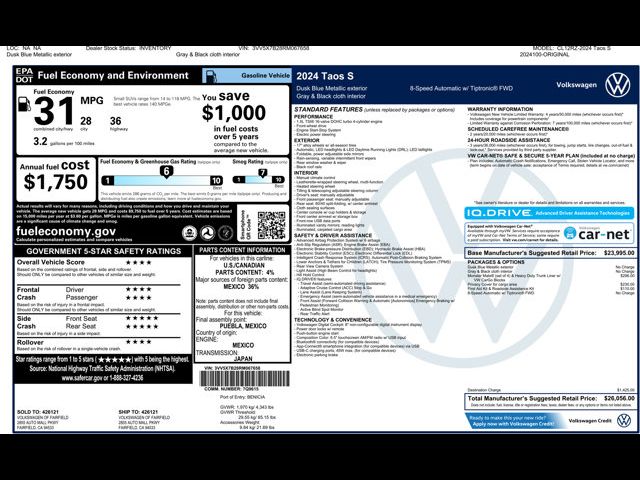 2024 Volkswagen Taos S