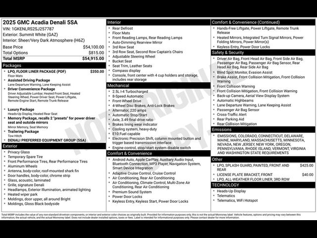 2025 GMC Acadia FWD Denali