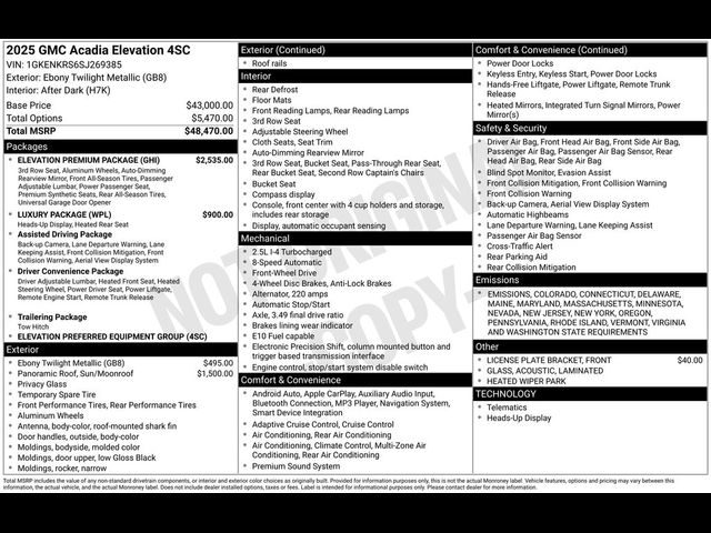 2025 GMC Acadia FWD Elevation