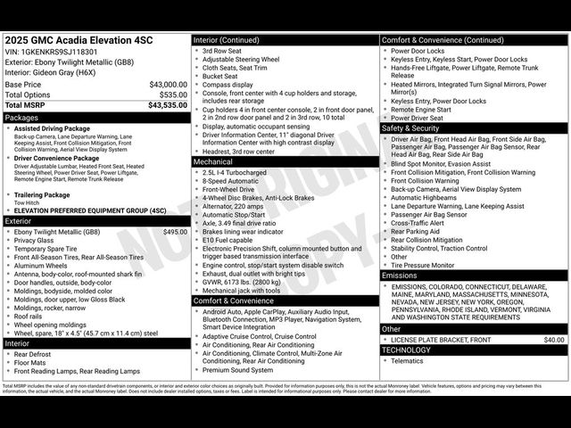 2025 GMC Acadia FWD Elevation