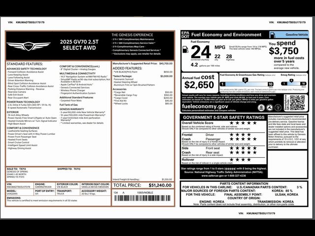 2025 Genesis GV70 2.5T