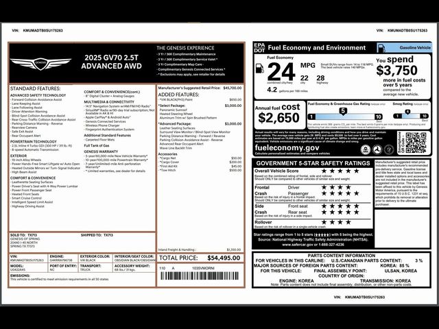 2025 Genesis GV70 2.5T
