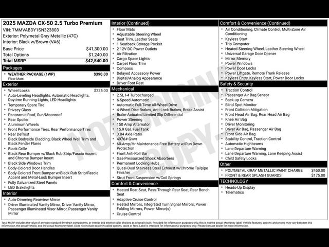 2025 Mazda CX-50 2.5 Turbo Premium Package