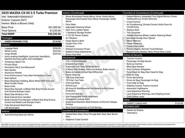 2025 Mazda CX-50 2.5 Turbo Premium Package