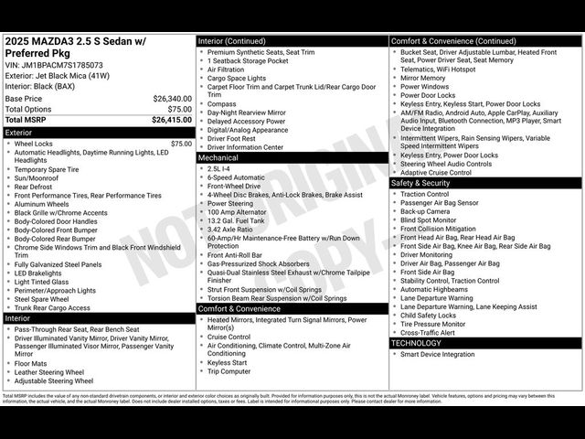 2025 Mazda Mazda3 Sedan 2.5 S Preferred