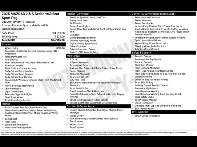 2025 Mazda Mazda3 Sedan 2.5 S Select Sport
