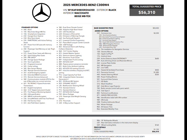 2025 Mercedes-Benz C-Class 300