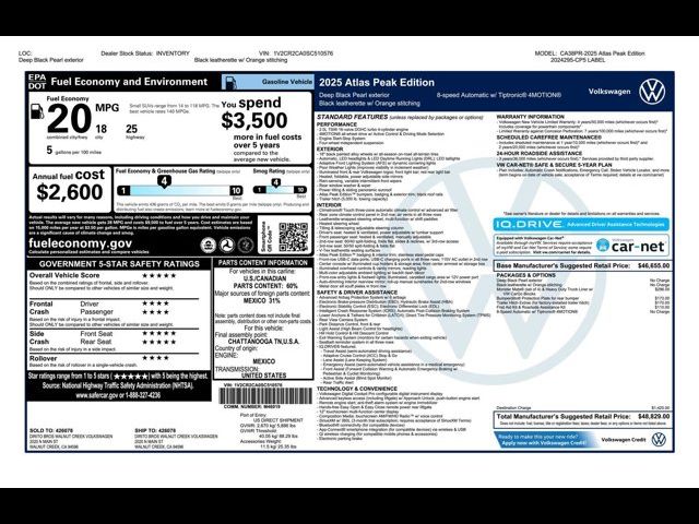 2025 Volkswagen Atlas 2.0T Peak Edition