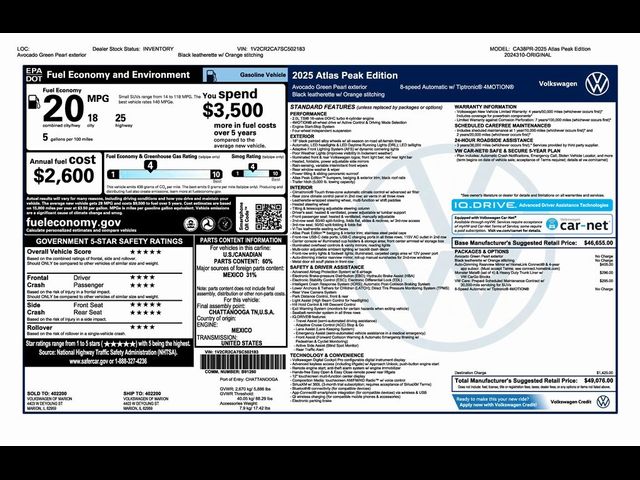 2025 Volkswagen Atlas 2.0T Peak Edition