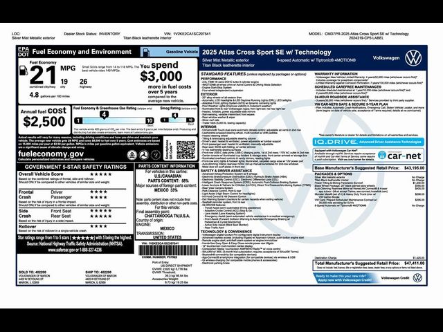 2025 Volkswagen Atlas Cross Sport 2.0T SE Technology