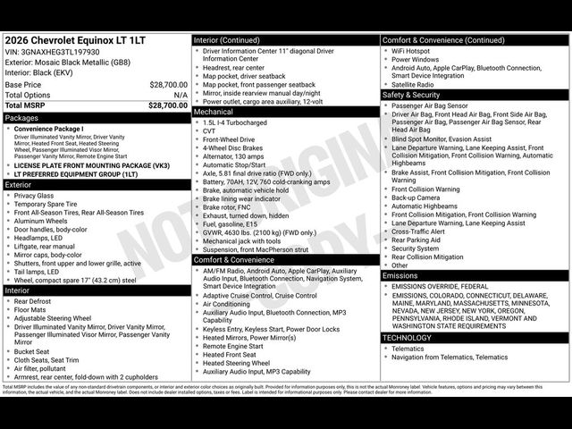 2026 Chevrolet Equinox FWD LT