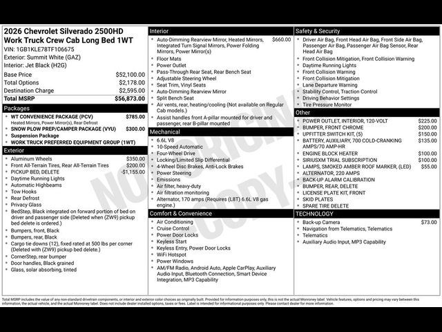 2026 Chevrolet Silverado 2500HD Work Truck