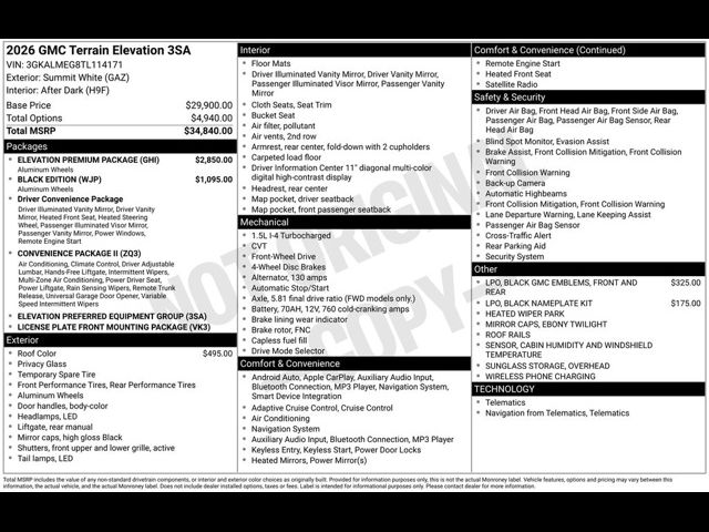 2026 GMC Terrain FWD Elevation