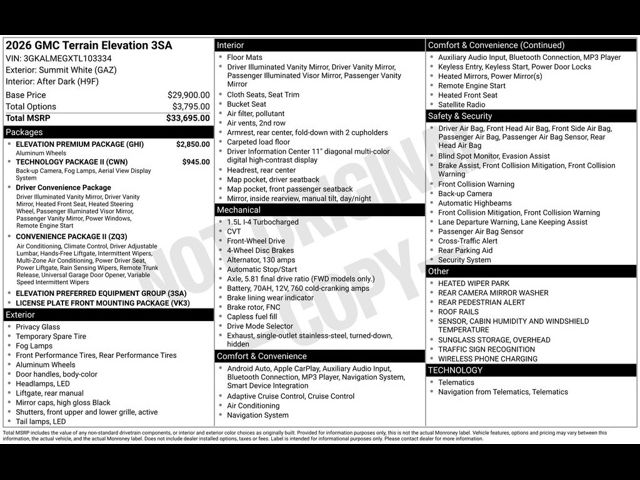 2026 GMC Terrain FWD Elevation