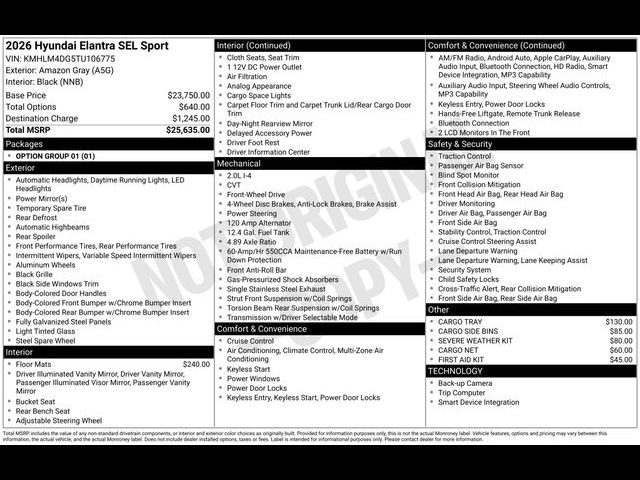 2026 Hyundai Elantra SEL Sport