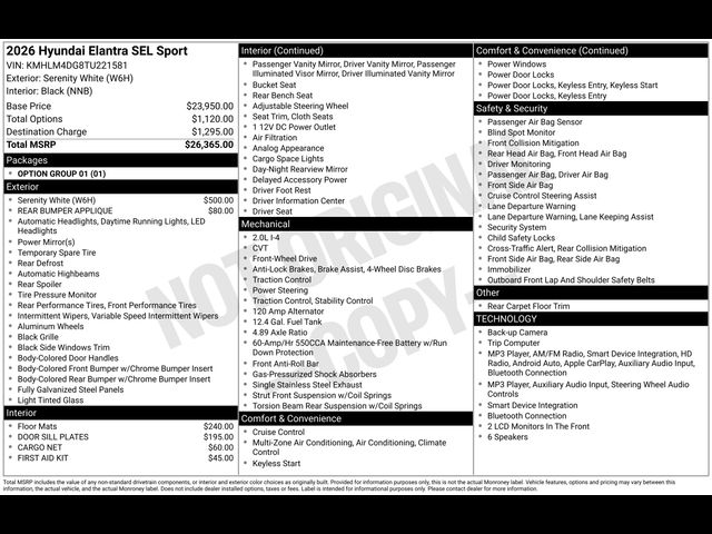 2026 Hyundai Elantra SEL Sport