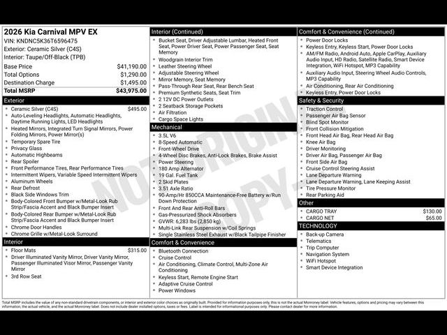 2026 Kia Carnival EX