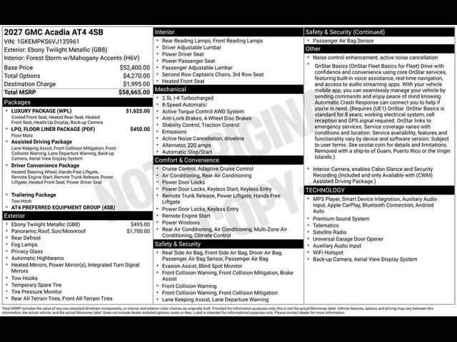 2027 GMC Acadia AWD AT4