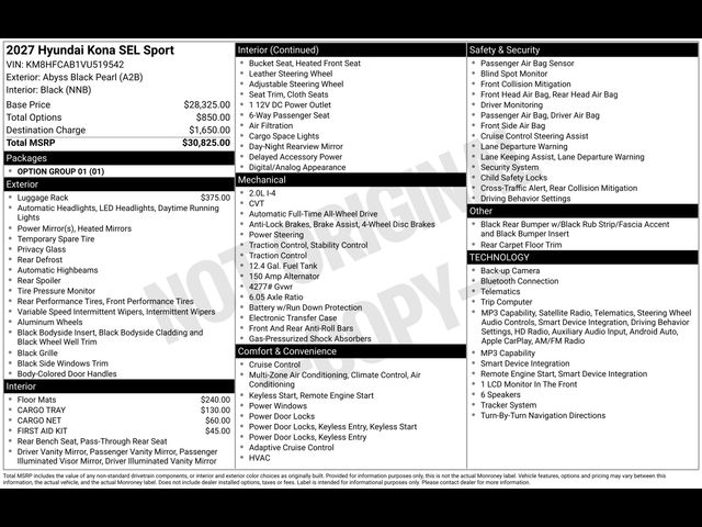 2027 Hyundai Kona SEL Sport